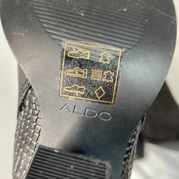 ALDO Western Snake Pattern Ankle Boots Black Genuine Leather Pull-On Size 6 - Picture 9 of 11